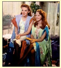 Judy Garland and Lucille Bremer on the set of "Meet Me In St. Louis"